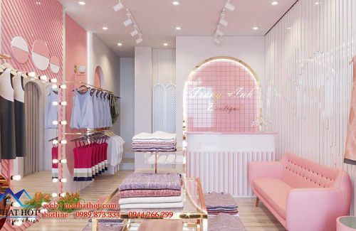 Thiết kế shop thời trang nữ màu hồng