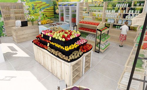 Thiết kế cửa hàng hoa quả sạch